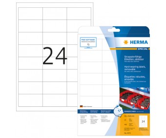 Ilmastikukindlad eemaldatavad etiketid Herma - 66x33,8mm, 20 lehte